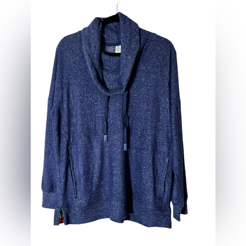 Members Mark Favorite Lounge Top blouse light sweater Cowl Neck blue Size XL